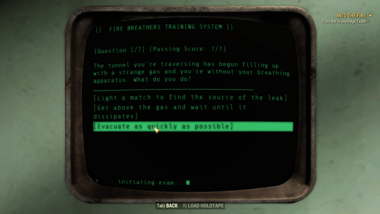 Fallout 76 Guide Fire Breather Knowledge Exam Answers